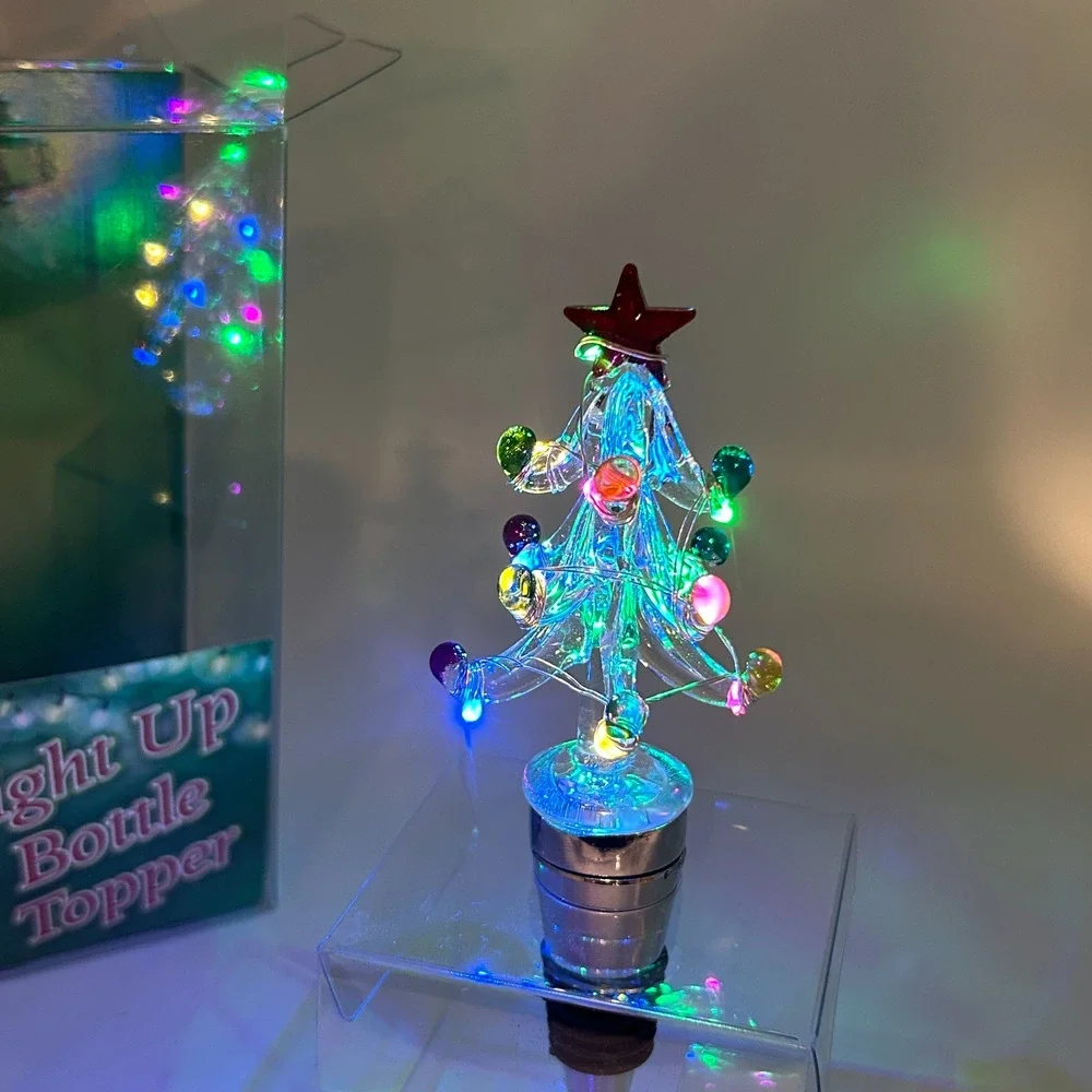Light Up Glass Christmas Tree bottle stopper